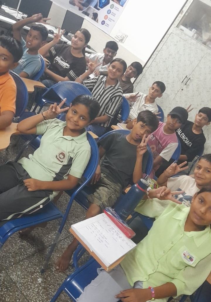 Students celebrating in classroom